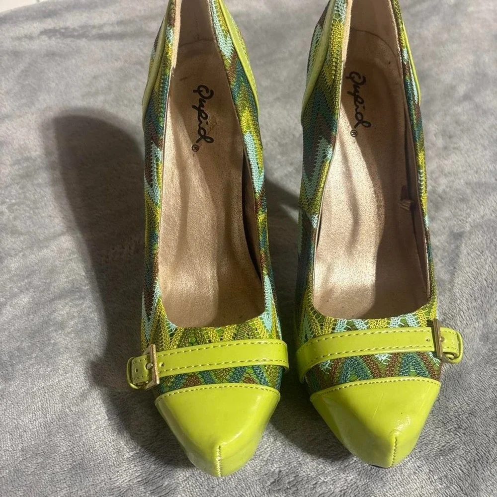 Qupid Green Heels